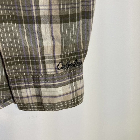 Cabela’s Women’s Large Double Breasted Plaid Cotton Button‎ Down Shirt Roll Tab - Picture 2 of 6